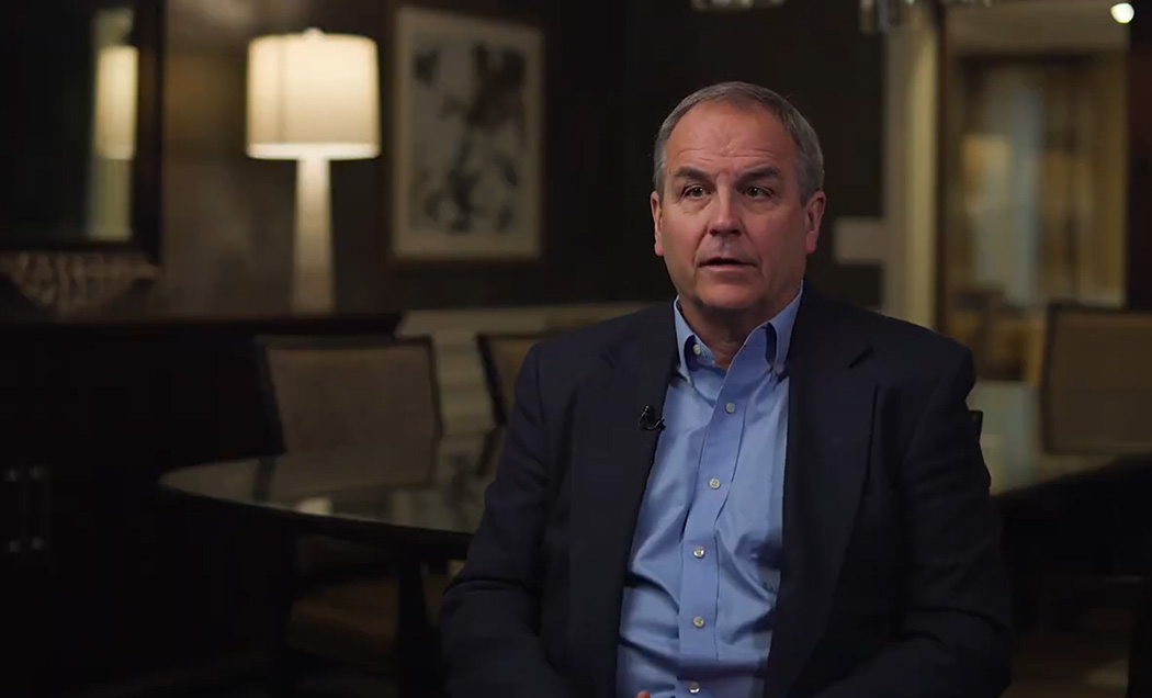 A still shot of Alan Siegfried for his video testimonial.