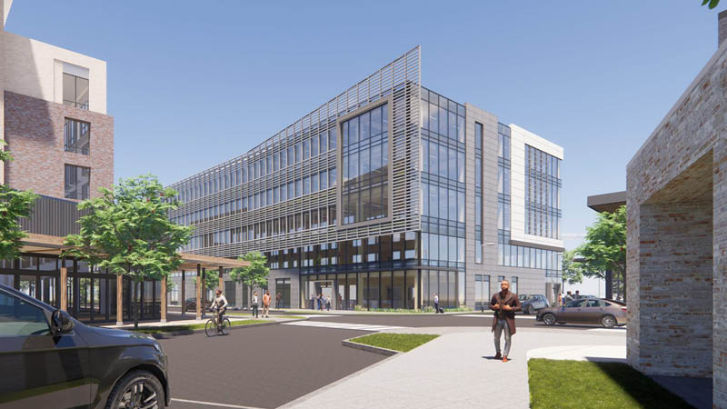 Rendering of mass timber frame commercial building